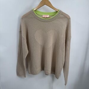 NEW Lisa Todd Womens Knit Cashmere Sweater Open For Love Heart Pullover Size XL